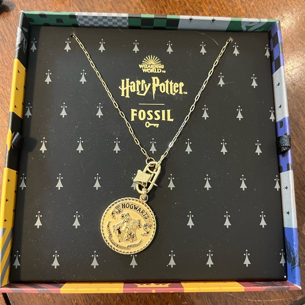 Fossil Hogwarts Gold Necklace